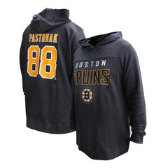 David Pastrnak Boston Bruins Profile Women's Plus Size Name & Number Thermal Pullover Hoodie Black
