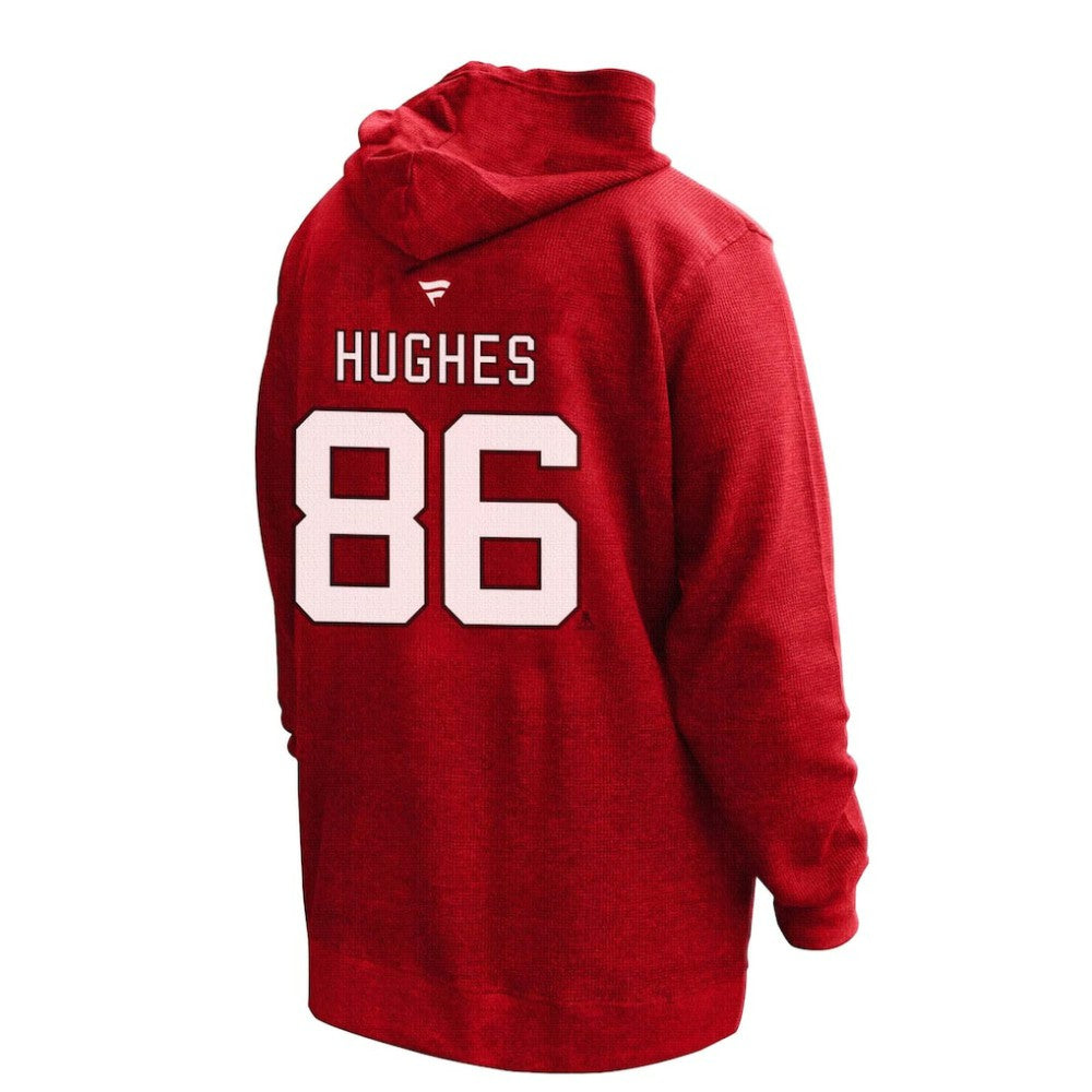 Jack Hughes New Jersey Devils - Profile Women's Plus Size Name & Number Thermal Pullover Hoodie Red
