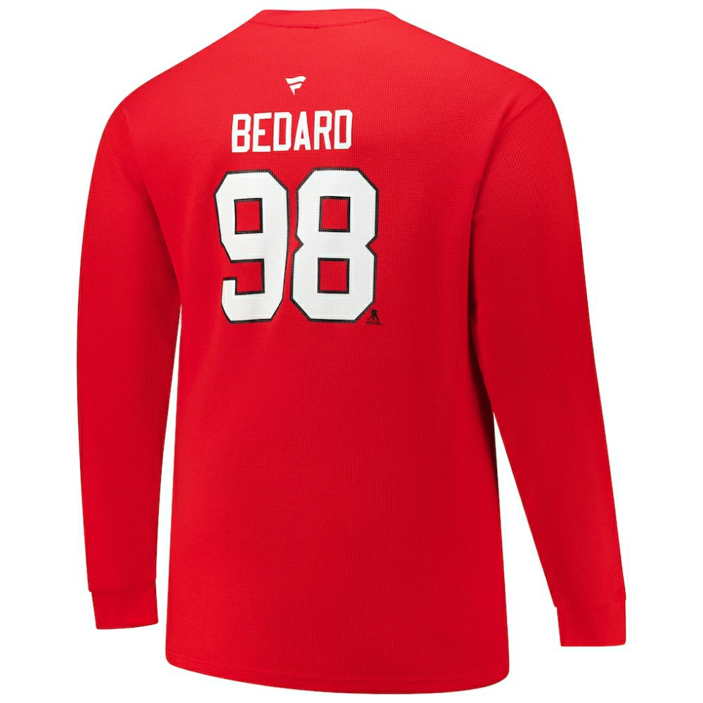 Connor Bedard Chicago Blackhawks Profile Big & Tall Name & Number Thermal Pullover Sweatshirt Red