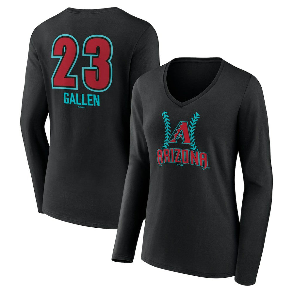 Zac Gallen Arizona Diamondbacks Women's Name & Number Fastball V-Neck Long Sleeve T-Shirt for sale