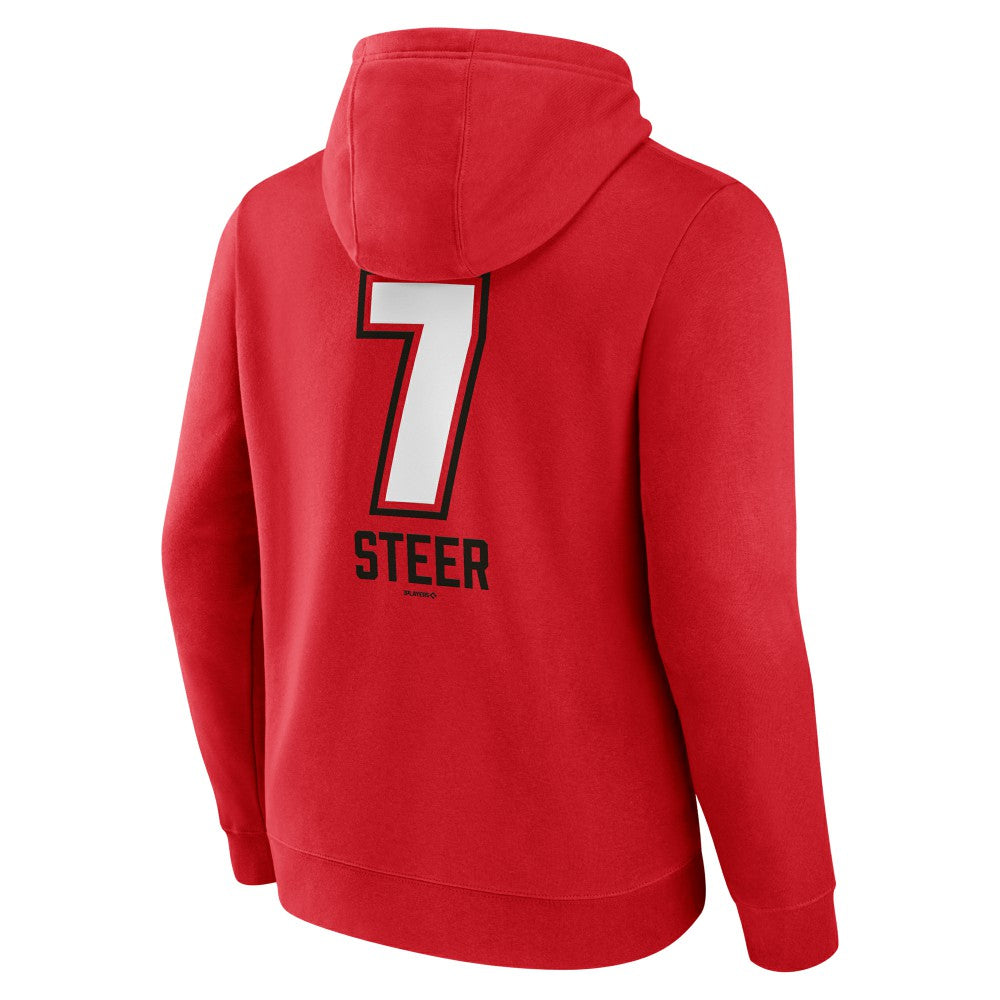 Spencer Steer Cincinnati Reds Name & Number Fastball Pullover Hoodie On Sale
