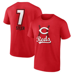 Spencer Steer Cincinnati Reds Name & Number Fastball T-Shirt Near Me