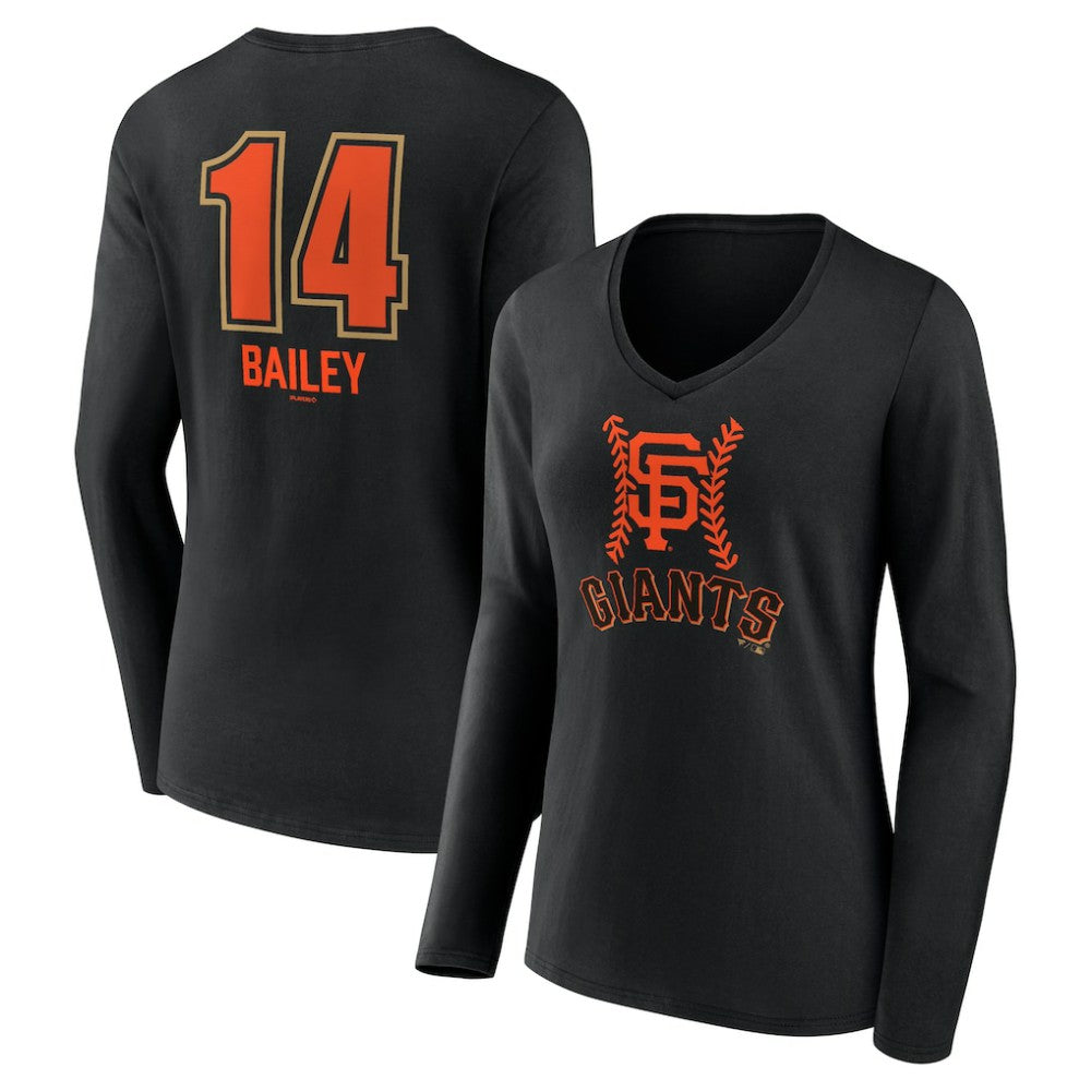 Patrick Bailey San Francisco Giants Women's Name & Number Fastball V-Neck Long Sleeve T-Shirt Clearance
