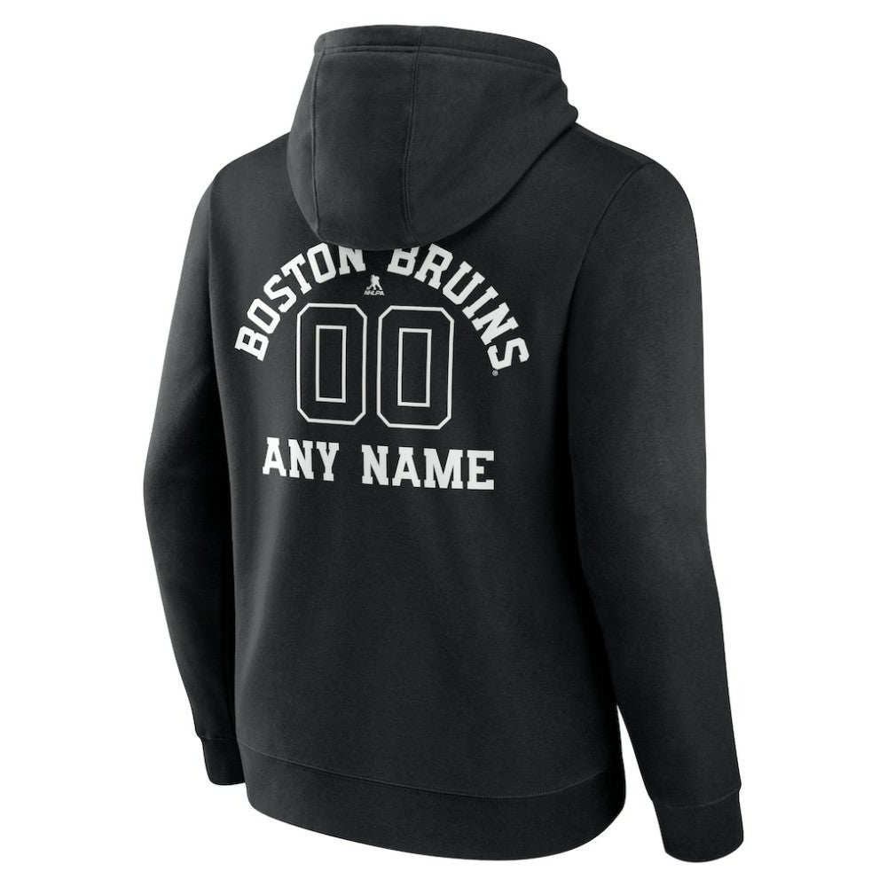 Boston Bruins Personalized Name & Number Monochrome Pullover Hoodie Black