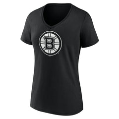 Boston Bruins Women's Personalized Name & Number Monochrome V-Neck T-Shirt Black