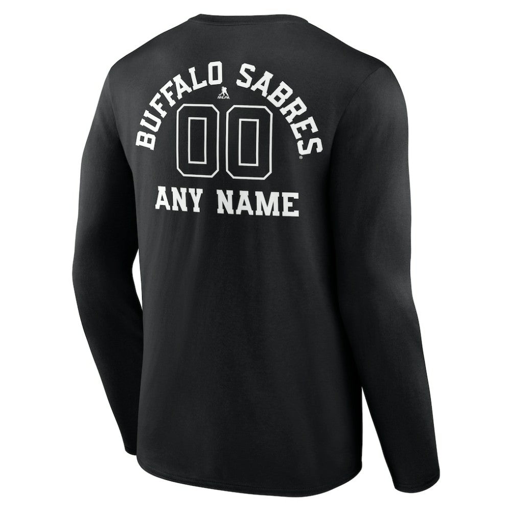 Buffalo Sabres - Personalized Name & Number Monochrome Long Sleeve T-Shirt Black