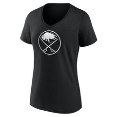 Buffalo Sabres - Women's Personalized Name & Number Monochrome V-Neck T-Shirt Black