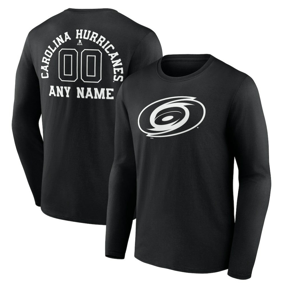Carolina Hurricanes - Personalized Name & Number Monochrome Long Sleeve T-Shirt Black