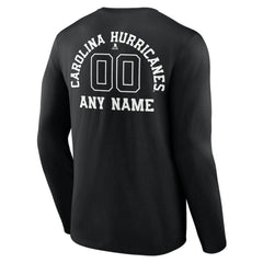 Carolina Hurricanes - Personalized Name & Number Monochrome Long Sleeve T-Shirt Black