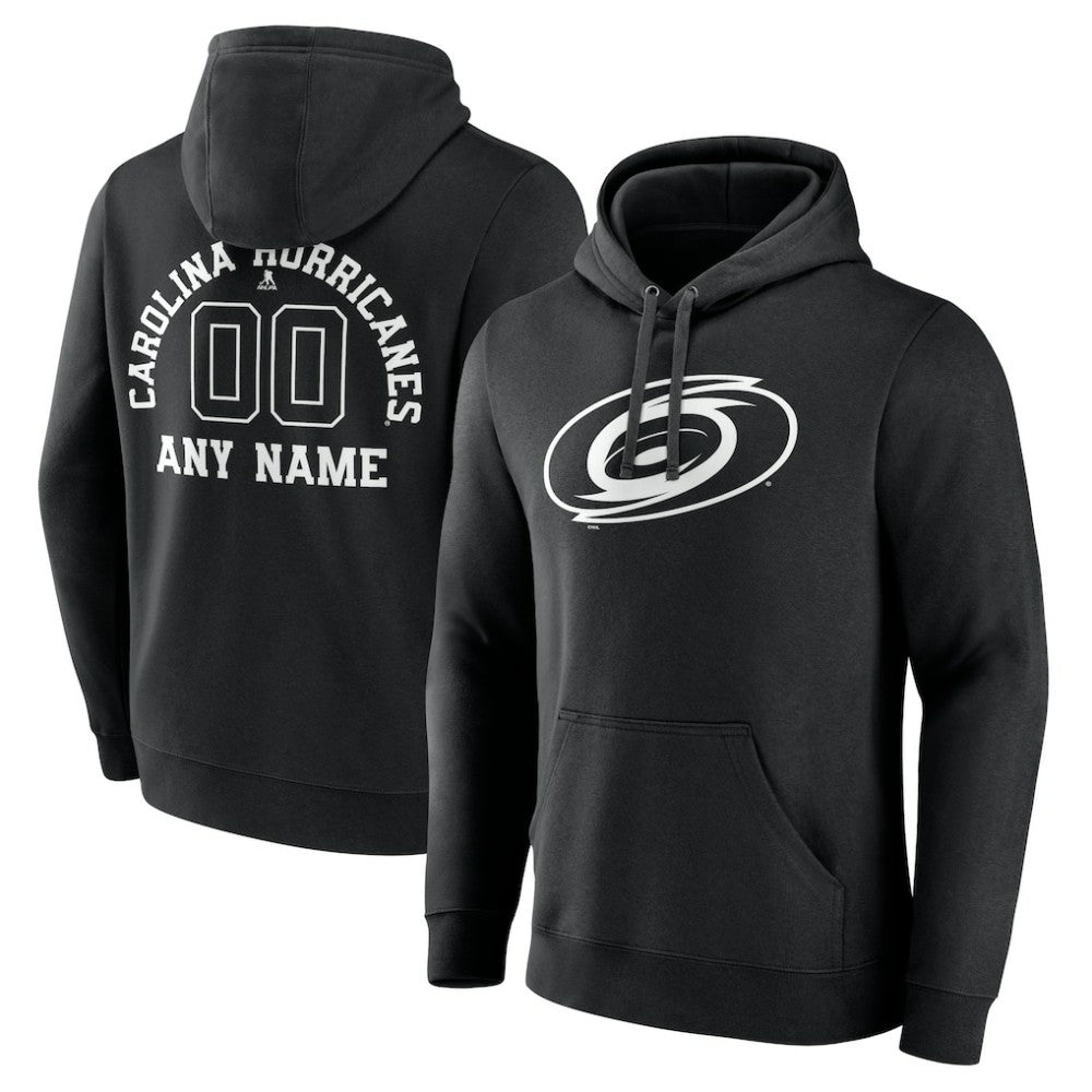Carolina Hurricanes - Personalized Name & Number Monochrome Pullover Hoodie Black
