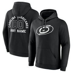 Carolina Hurricanes - Personalized Name & Number Monochrome Pullover Hoodie Black