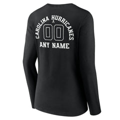 Carolina Hurricanes - Women's Personalized Name & Number Monochrome Long Sleeve V-Neck T-Shirt Black