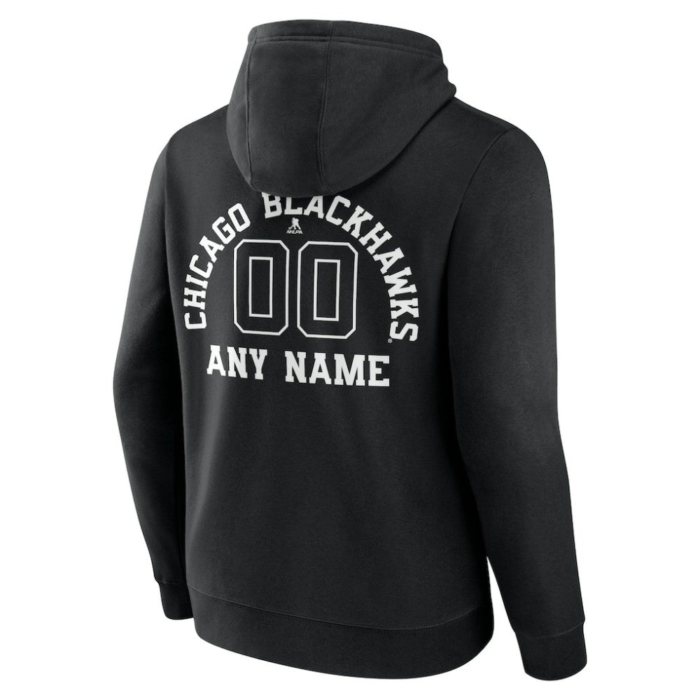 Chicago Blackhawks Personalized Name & Number Monochrome Pullover Hoodie Black
