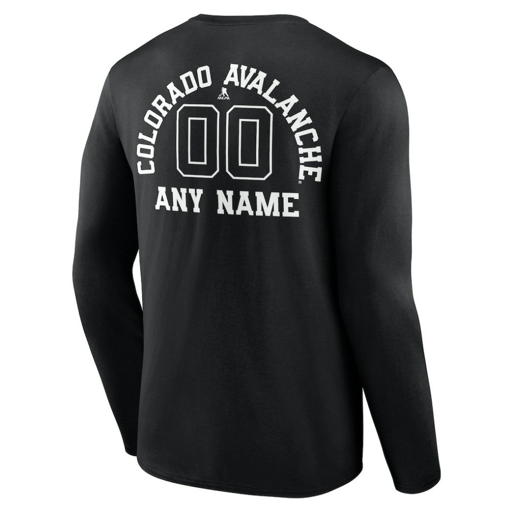 Colorado Avalanche - Personalized Name & Number Monochrome Long Sleeve T-Shirt Black