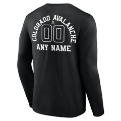 Colorado Avalanche - Personalized Name & Number Monochrome Long Sleeve T-Shirt Black