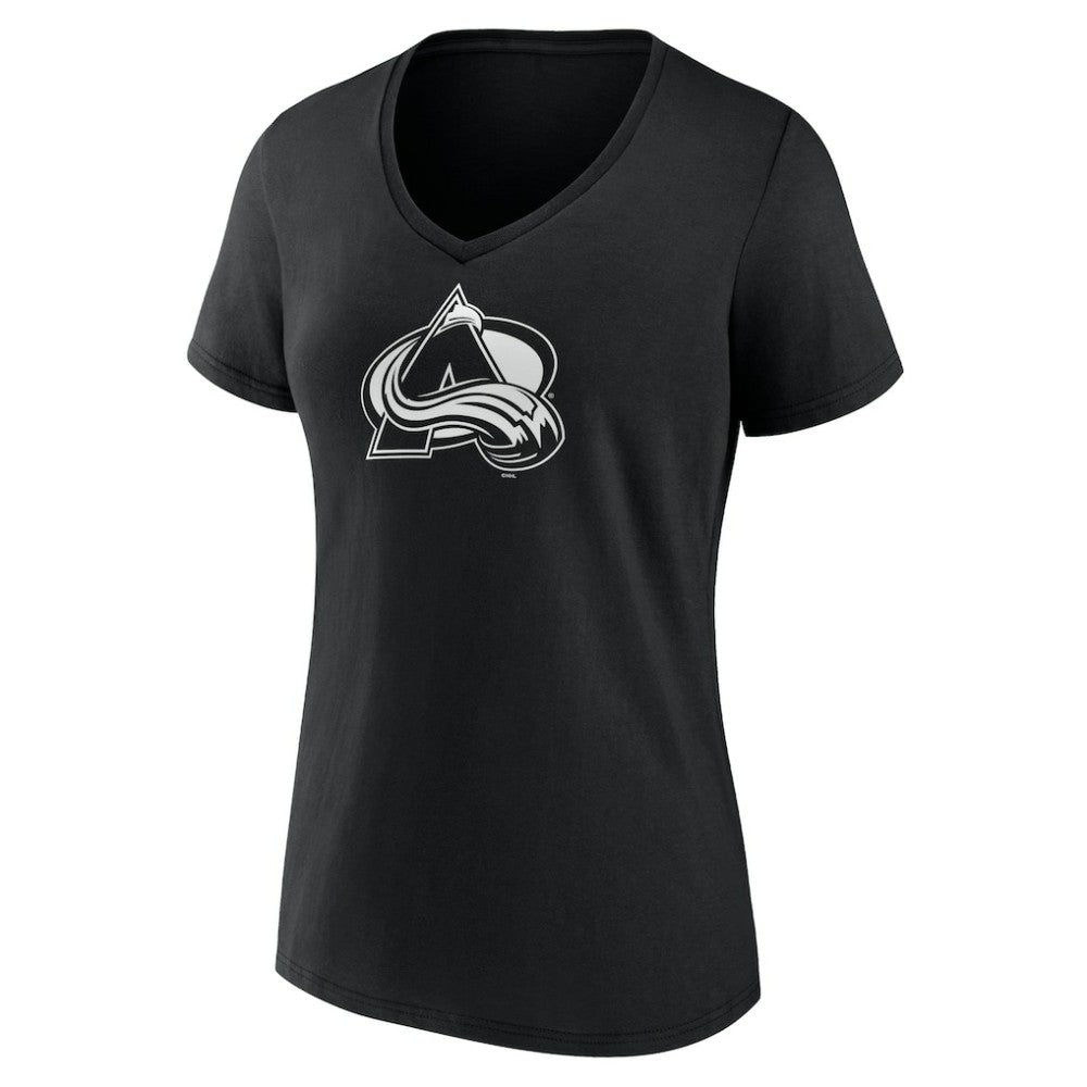 Colorado Avalanche - Women's Personalized Name & Number Monochrome V-Neck T-Shirt Black