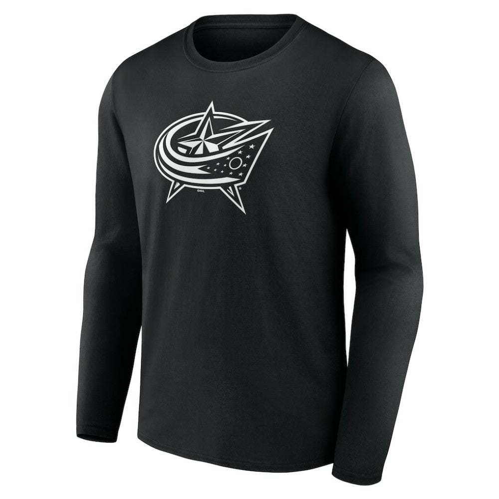 Columbus Blue Jackets - Personalized Name & Number Monochrome Long Sleeve T-Shirt Black