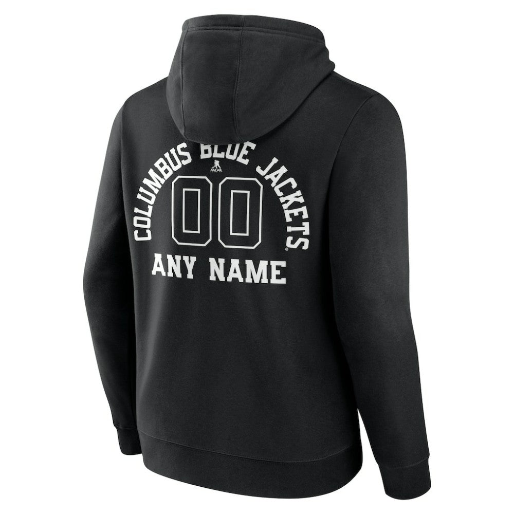 Columbus Blue Jackets - Personalized Name & Number Monochrome Pullover Hoodie Black