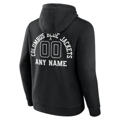 Columbus Blue Jackets - Personalized Name & Number Monochrome Pullover Hoodie Black
