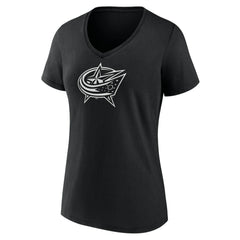 Columbus Blue Jackets - Women's Personalized Name & Number Monochrome V-Neck T-Shirt Black