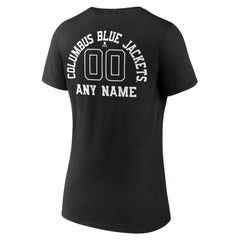 Columbus Blue Jackets - Women's Personalized Name & Number Monochrome V-Neck T-Shirt Black