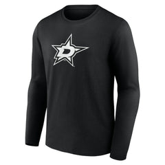 Dallas Stars - Personalized Name & Number Monochrome Long Sleeve T-Shirt Black