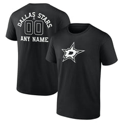 Dallas Stars - Personalized Name & Number Monochrome T-Shirt Black