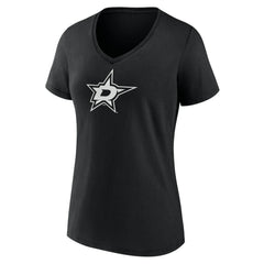 Dallas Stars - Women's Personalized Name & Number Monochrome V-Neck T-Shirt Black