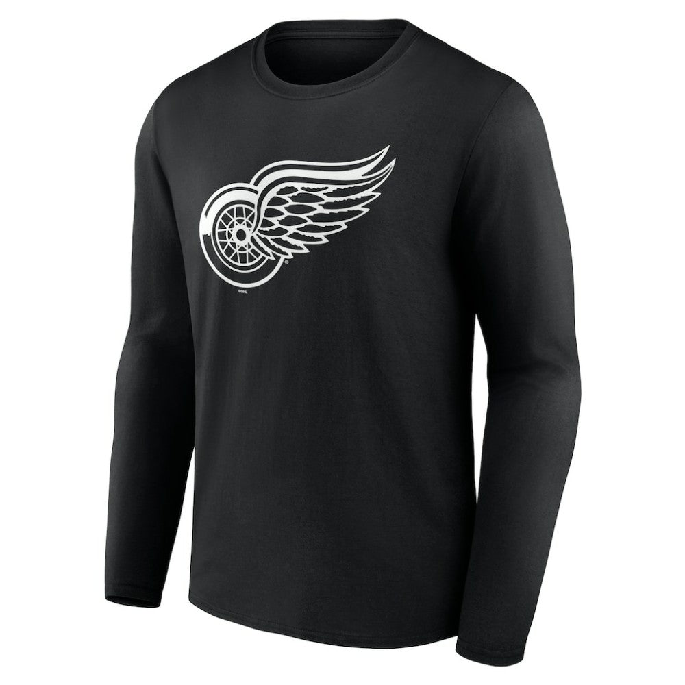 Detroit Red Wings - Personalized Name & Number Monochrome Long Sleeve T-Shirt Black
