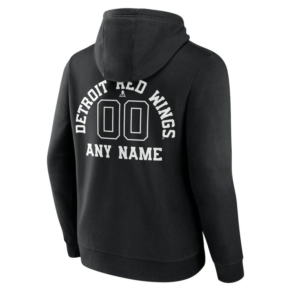 Detroit Red Wings - Personalized Name & Number Monochrome Pullover Hoodie Black