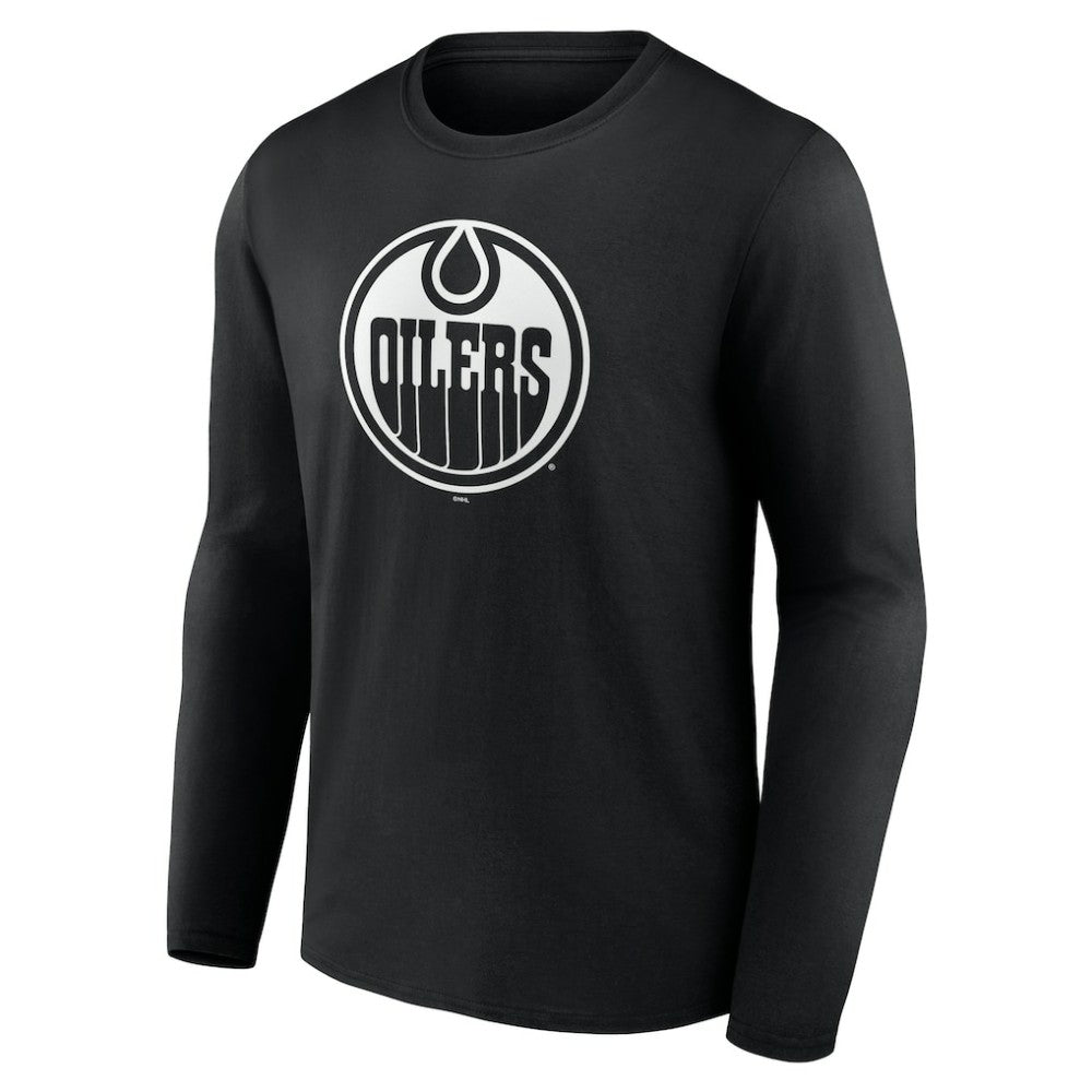 Edmonton Oilers - Personalized Name & Number Monochrome Long Sleeve T-Shirt Black