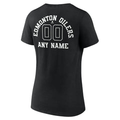 Edmonton Oilers - Women's Personalized Name & Number Monochrome V-Neck T-Shirt Black