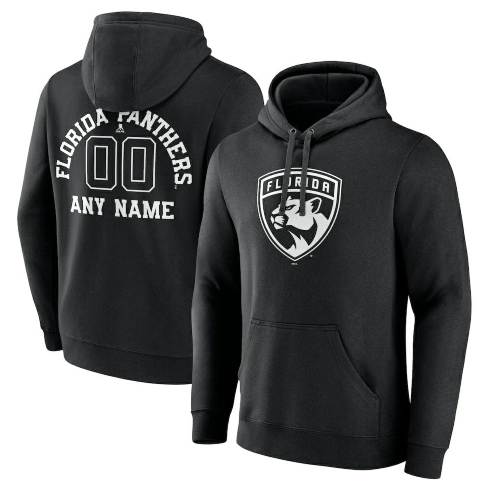 Florida Panthers - Personalized Name & Number Monochrome Pullover Hoodie Black