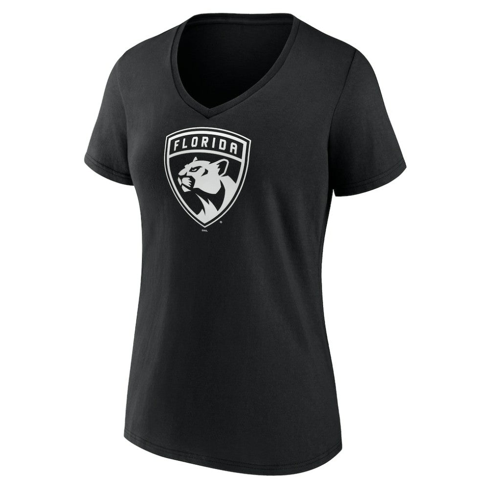 Florida Panthers - Women's Personalized Name & Number Monochrome V-Neck T-Shirt Black