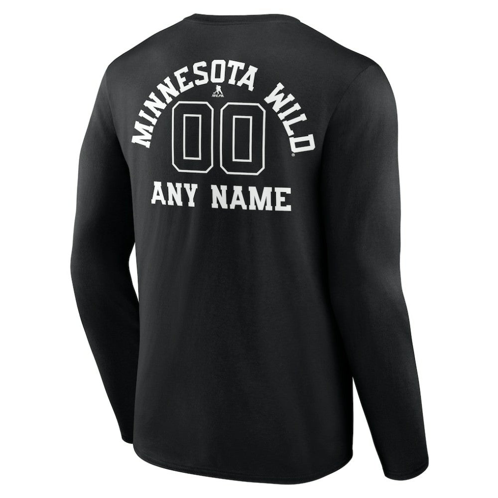 Minnesota Wild - Personalized Name & Number Monochrome Long Sleeve T-Shirt Black