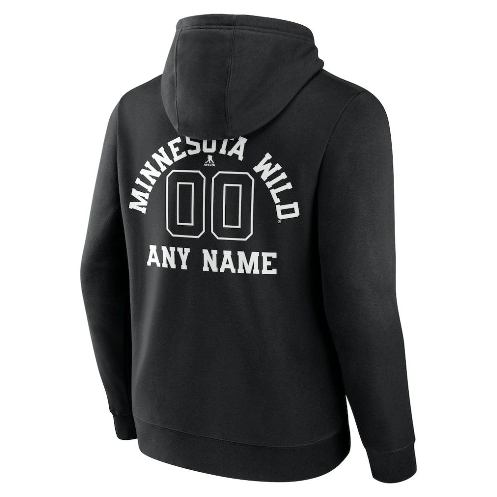 Minnesota Wild - Personalized Name & Number Monochrome Pullover Hoodie Black