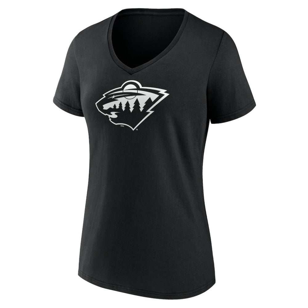 Minnesota Wild - Women's Personalized Name & Number Monochrome V-Neck T-Shirt Black