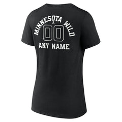 Minnesota Wild - Women's Personalized Name & Number Monochrome V-Neck T-Shirt Black