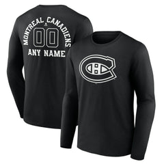 Montreal Canadiens - Personalized Name & Number Monochrome Long Sleeve T-Shirt Black