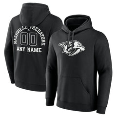 Nashville Predators - Personalized Name & Number Monochrome Pullover Hoodie Black