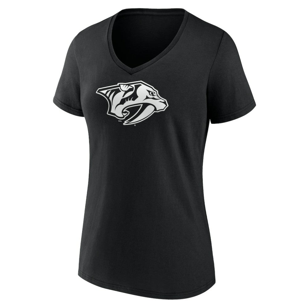 Nashville Predators - Women's Personalized Name & Number Monochrome V-Neck T-Shirt Black