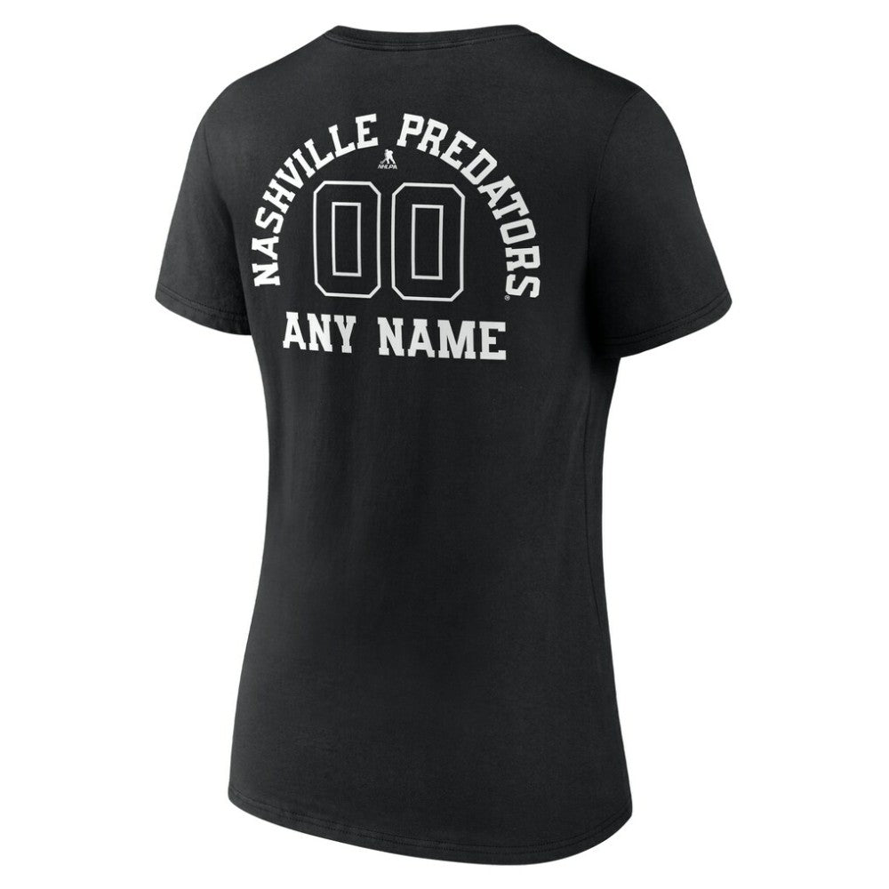 Nashville Predators - Women's Personalized Name & Number Monochrome V-Neck T-Shirt Black