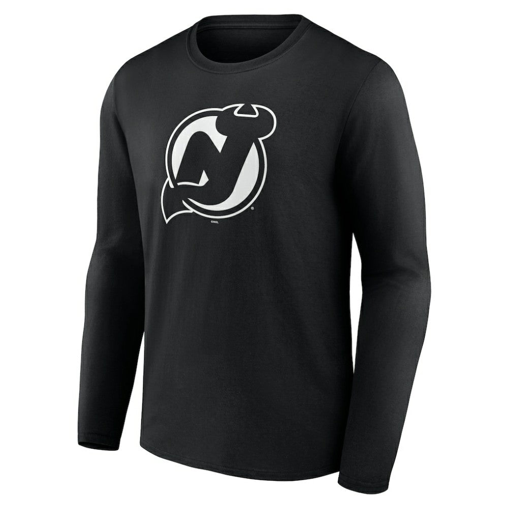 New Jersey Devils - Personalized Name & Number Monochrome Long Sleeve T-Shirt Black