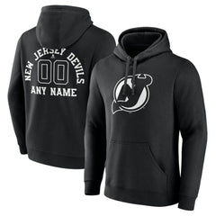 New Jersey Devils - Personalized Name & Number Monochrome Pullover Hoodie Black