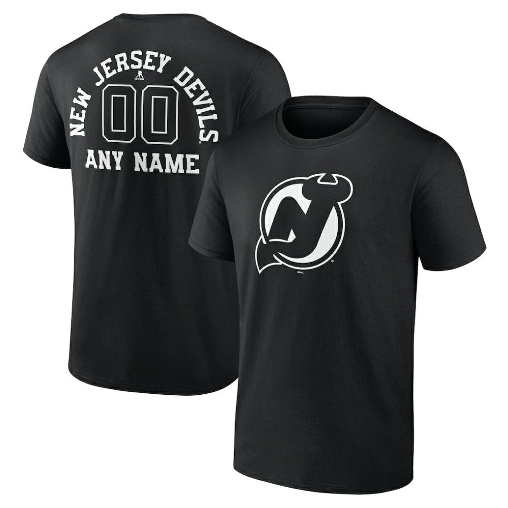 New Jersey Devils - Personalized Name & Number Monochrome T-Shirt Black