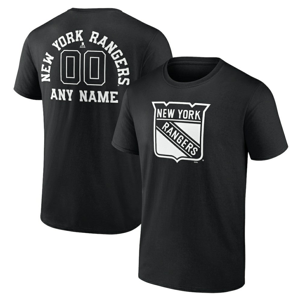 New York Rangers Personalized Name & Number Monochrome T-Shirt Black