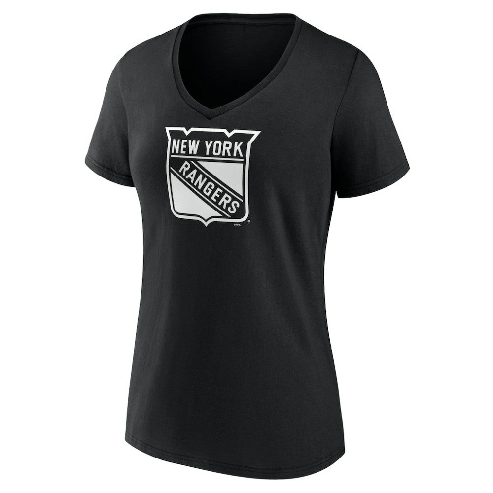 New York Rangers Women's Personalized Name & Number Monochrome V-Neck T-Shirt Black