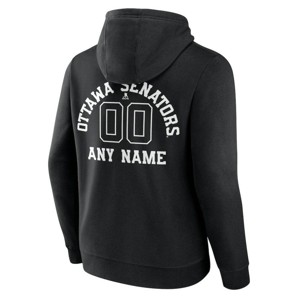 Ottawa Senators - Personalized Name & Number Monochrome Pullover Hoodie Black