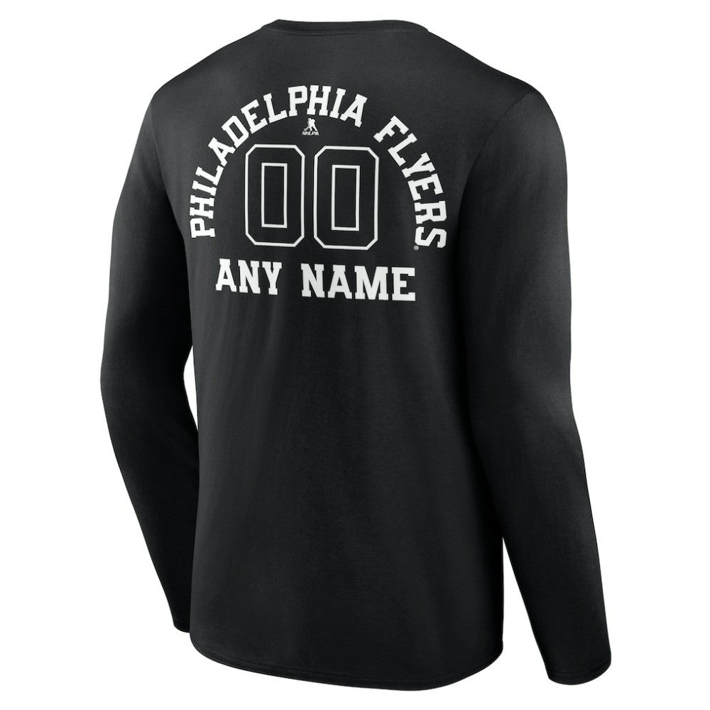 Philadelphia Flyers - Personalized Name & Number Monochrome Long Sleeve T-Shirt Black
