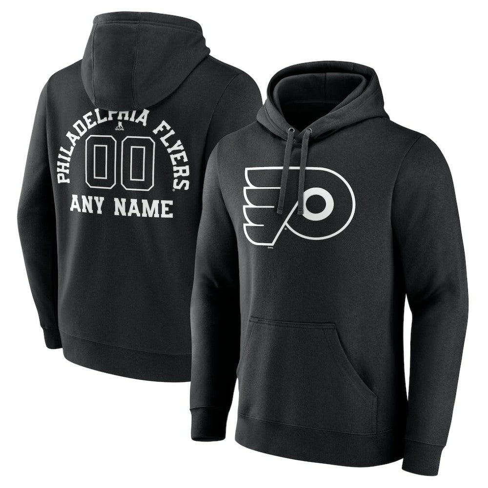 Philadelphia Flyers - Personalized Name & Number Monochrome Pullover Hoodie Black